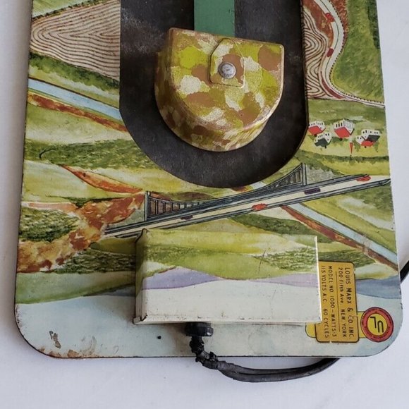 MARX Toy 1949 Louis Marx Mot-O-Run Express Hi-Way Works Race Car Track Tin Old - Picture 4 of 11